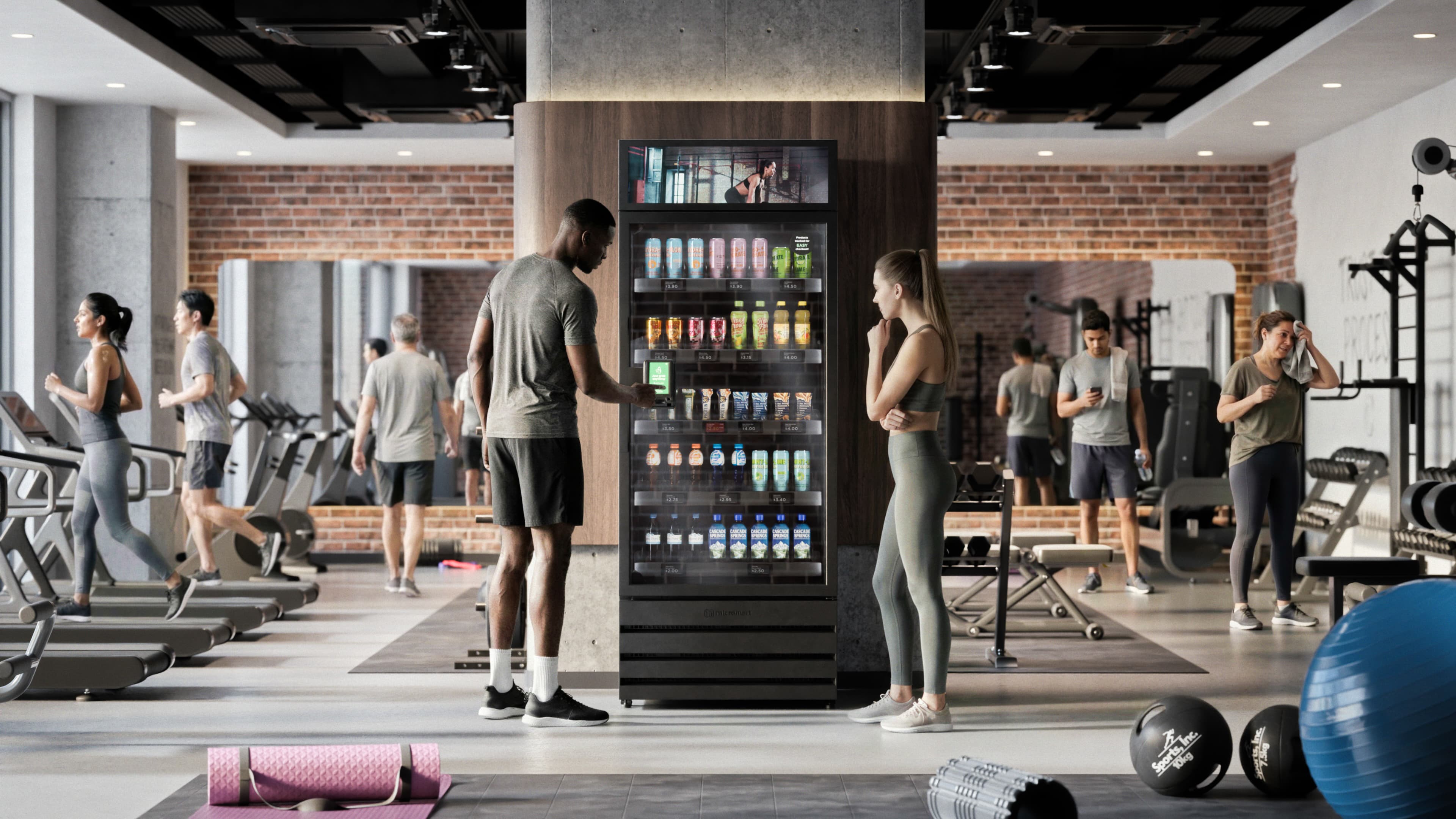 Glass-front smart cooler, fully stocked
