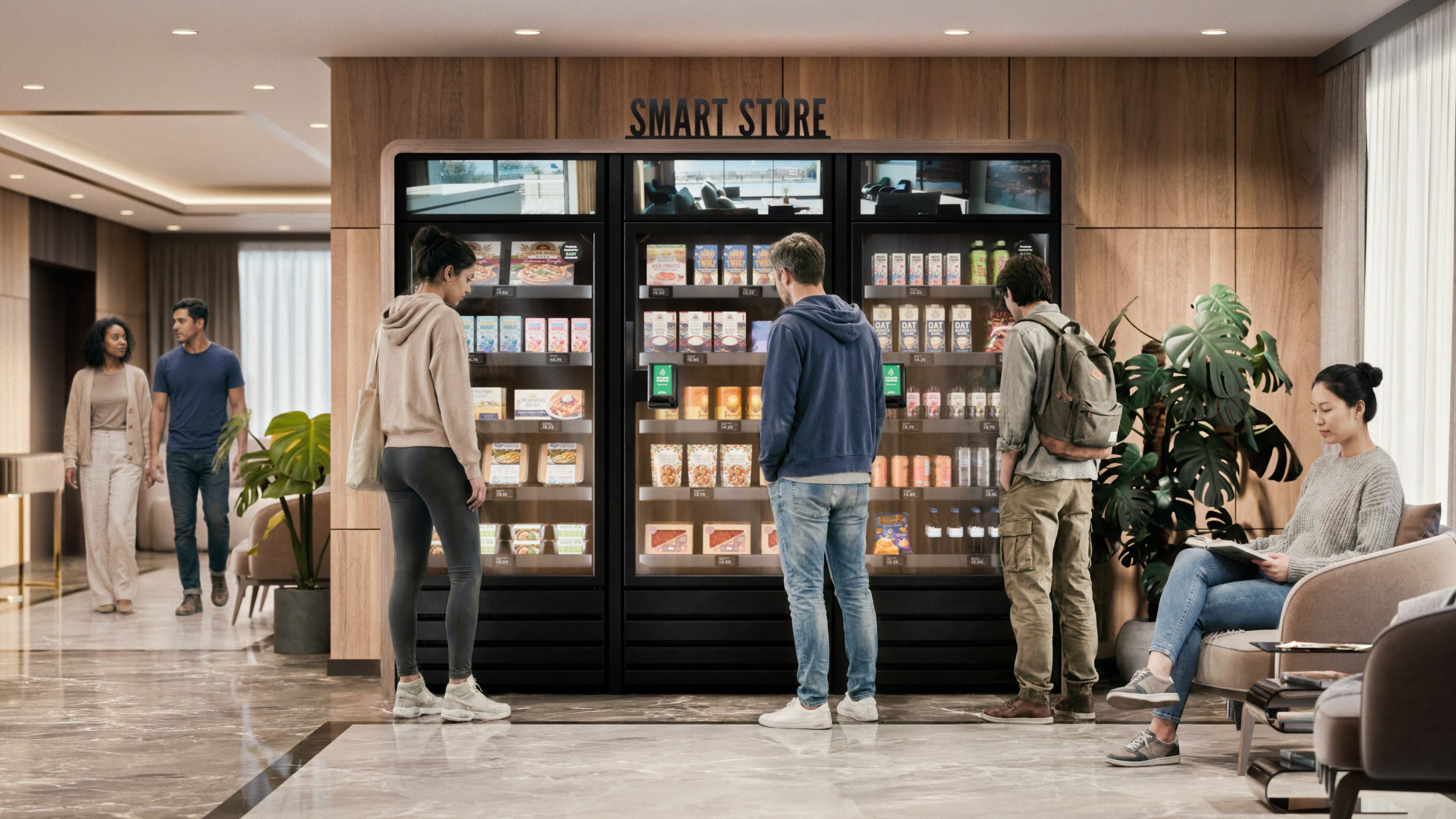 Smart cooler in an apartment lobby